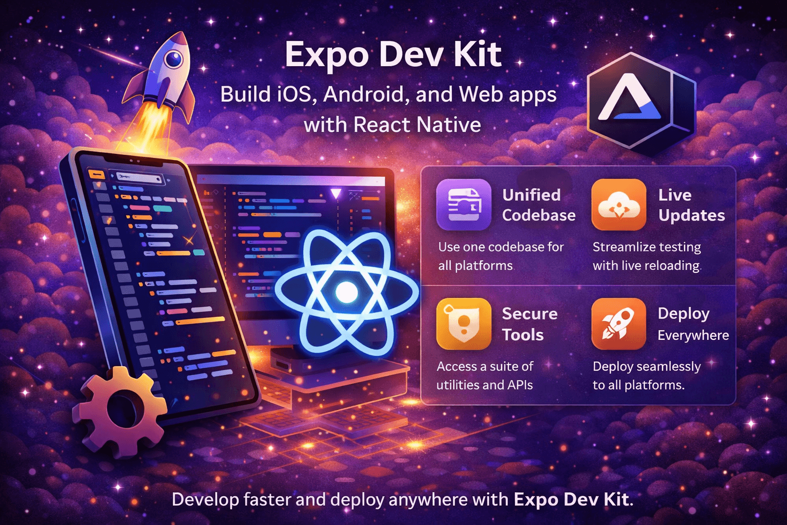 JB Expo Dev Kit architecture layers: app shell, auth, data, and reusable UI modules